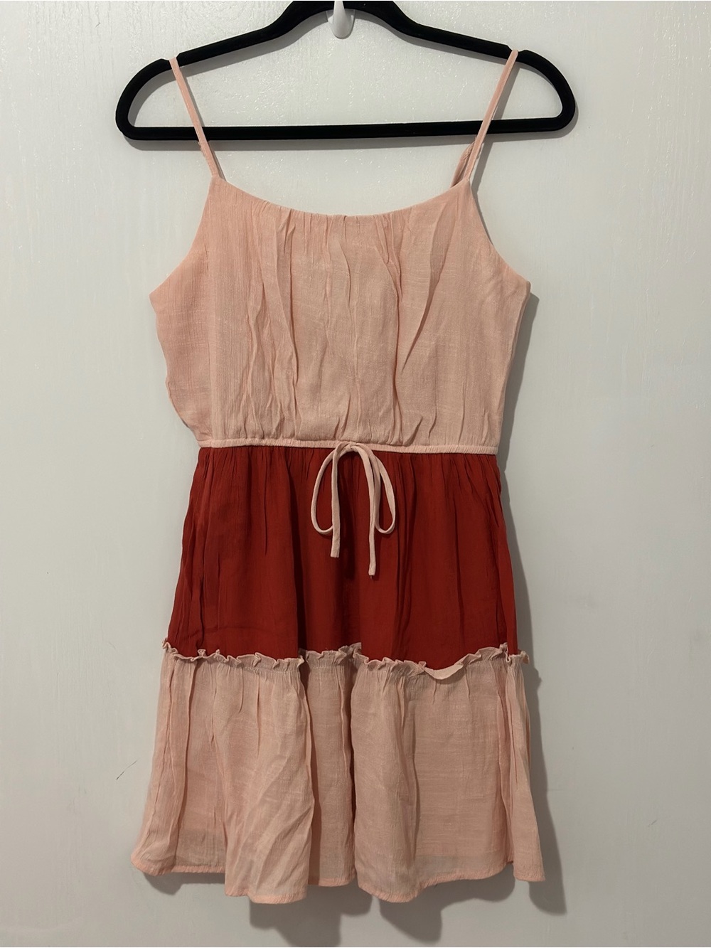 AUW Pink and Rust Tiered Mini Dress